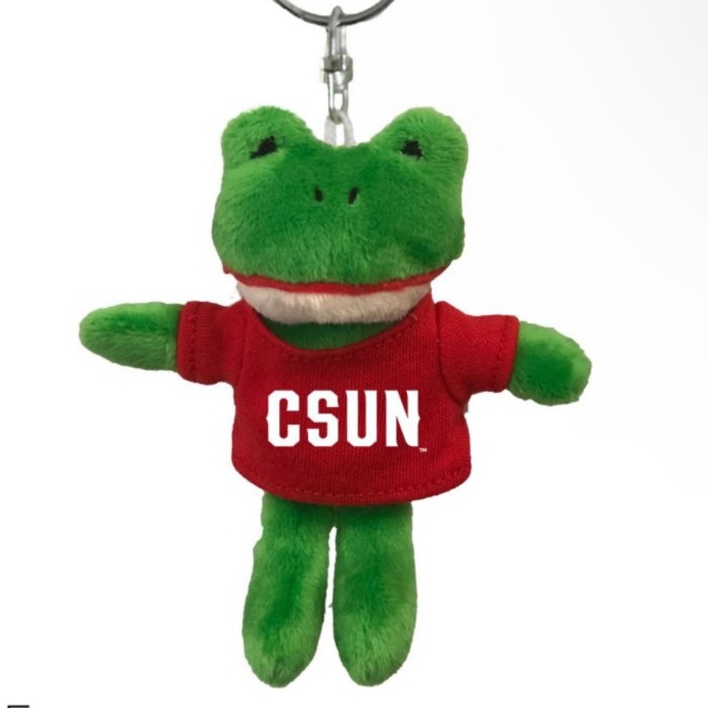 cute fuzzy soft green small frog cal state university of northridge keychain